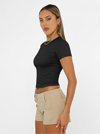 Womens Short Sleeve T Shirts Basic Workout Tops
