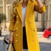 Womens Double Breasted Midi Peacoat Trench