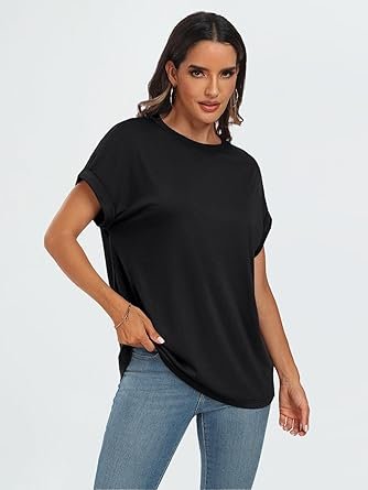Womens Tops Oversized Short Sleeve Business Casual T Shirts Trendy Fashion Clothes