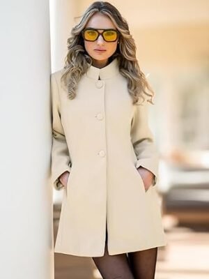 Women MidLong Stand Collar Single Breasted