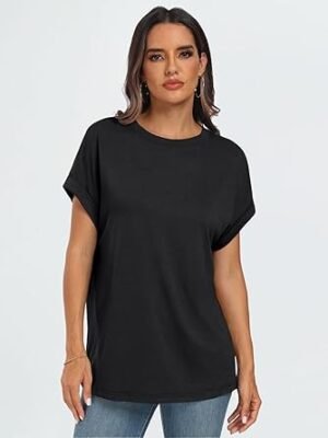Womens Tops Oversized Short Sleeve Business Casual T Shirts Trendy Fashion Clothes