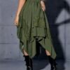 Women Renaissance Flowy Fairy Skirt Y2k Contrast Lace Layered Asymmetrical Midi Skirts