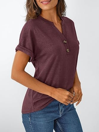 714pGaNw1TL._AC_SY445_.jpg Women Short Sleeve Shirts Henley Dressy Casual