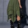 Women Renaissance Flowy Fairy Skirt Y2k Contrast Lace Layered Asymmetrical Midi Skirts