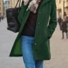 Women Casual Thicken Blend Stand Collar