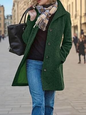 Women Casual Thicken Blend Stand Collar