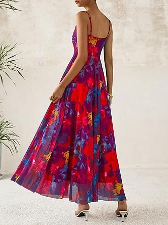 81ps2cAidRL._AC_SY445_.jpg Women Floral Maxi Dresses Elegant Spaghetti Strap Dress Printed Party Dress Beach Long Dresses