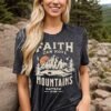 Women Camping Hiking Shirt Sunrise Pine Tree Graphic Tees Nature Casual Short Sleeve Shirt