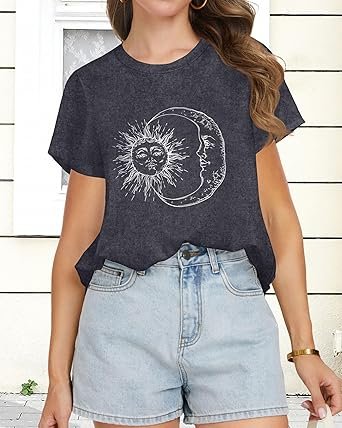 T Shirts for Women Short Sleeve Crewneck Casual Cute Graphic Basic Tees Tops